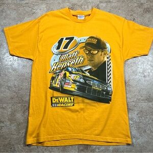 Vintage Matt Kenseth Shirt Mens Large Yellow Y2K NASCAR‎ DeWALT Racing Tee
